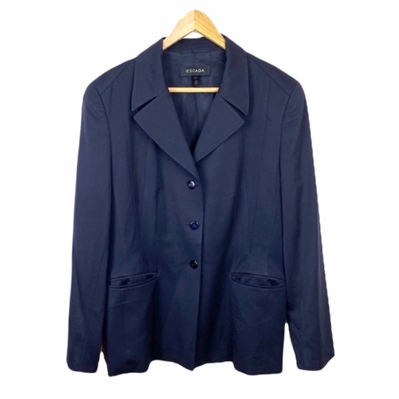 Escada Jackets & Blazers - Escada Wool Blazer Jacket Navy Blue Size 12